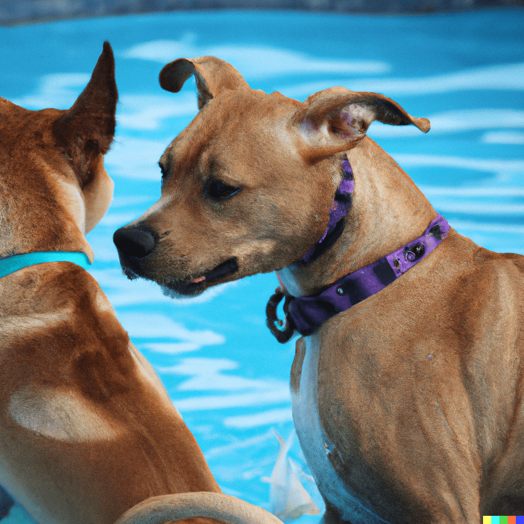 Dogs at pool